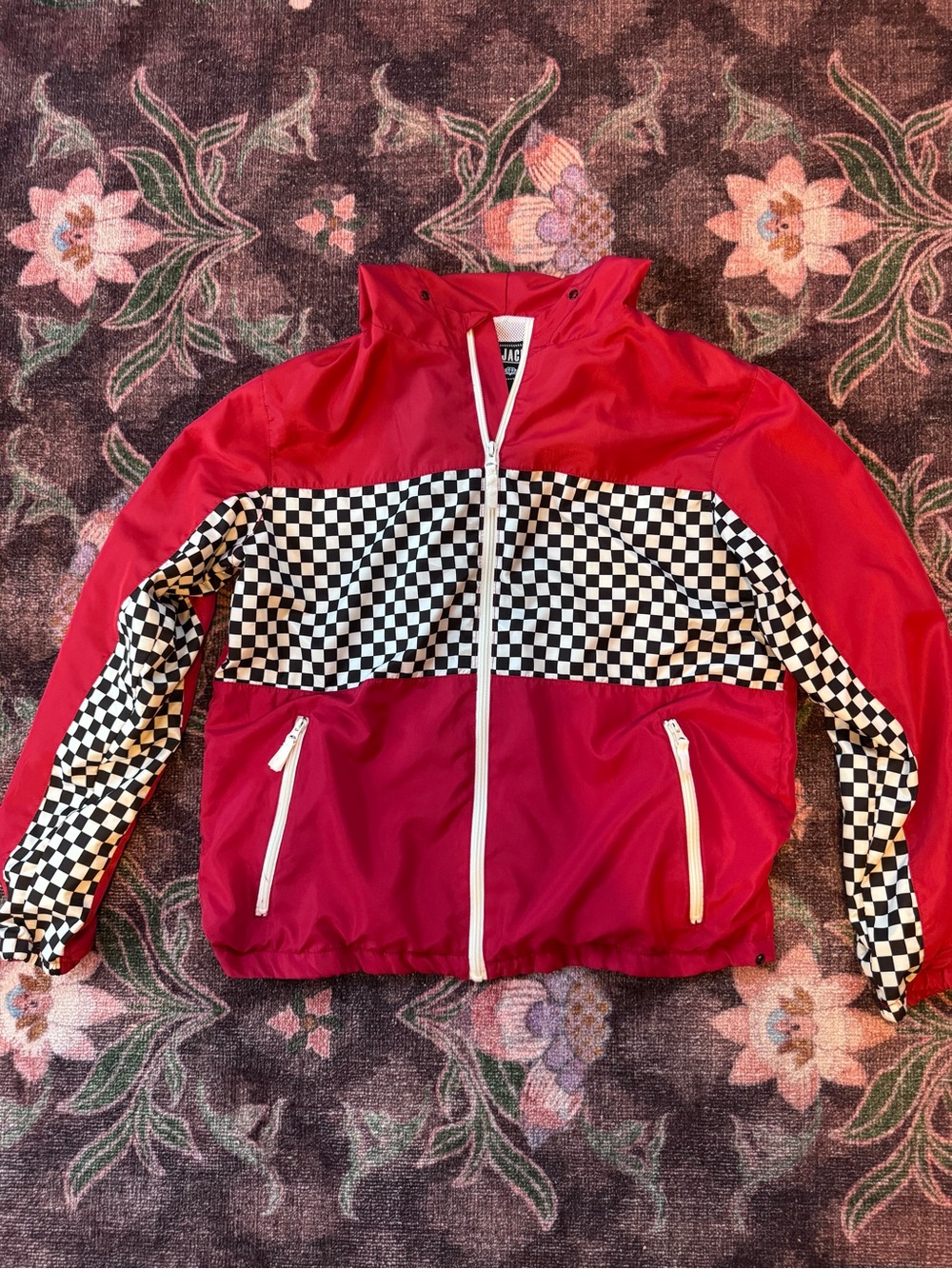 Vintage 90's BLACKJACK 1999 USA Full Zip Hoodie Lightweight Jacket Red - LARGE